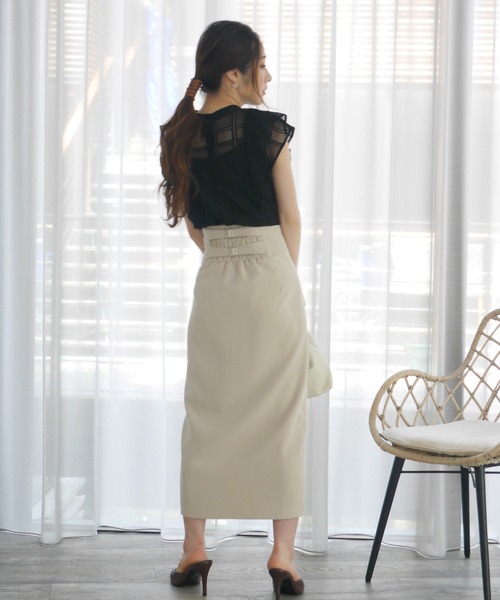 LIPSERVICE（リップサービス）の「バックベルトミディスカート（スカート・レディース・ブラック/ピンク/ライトベージュ・S/M）」の13枚目の写真