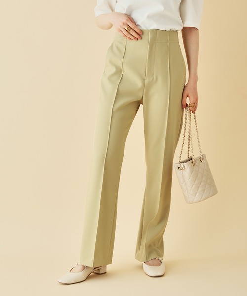 MADEMOISELLE ROPE'(マドモアゼル ロペ)の「センターピンタックフレアパンツ(その他パンツ・レディース・ブラック/グリーン系その他/レンガ・38/36)」の3枚目の写真