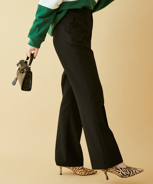 MADEMOISELLE ROPE'(マドモアゼル ロペ)の「センターピンタックフレアパンツ(その他パンツ・レディース・ブラック/グリーン系その他/レンガ・38/36)」の8枚目の写真