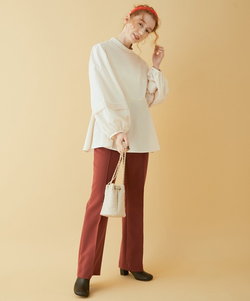 MADEMOISELLE ROPE'(マドモアゼル ロペ)の「センターピンタックフレアパンツ(その他パンツ・レディース・ブラック/グリーン系その他/レンガ・38/36)」の19枚目の写真