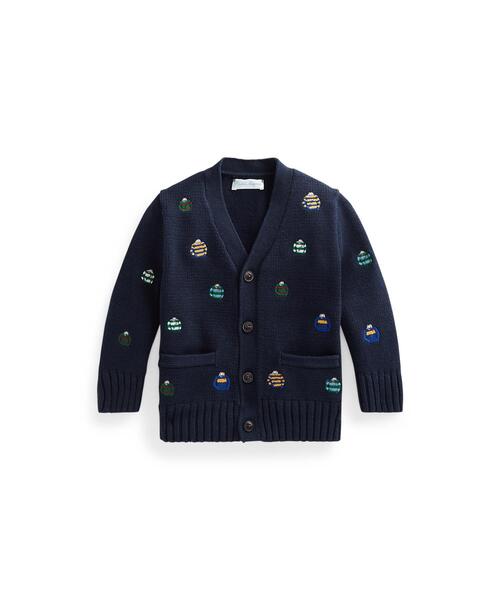 ラグビーエンブロイダード コットン カーディガン