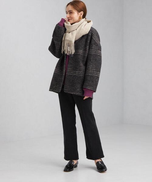 green label relaxing（グリーンレーベルリラクシング）の「ウール 無地 ストール（ストール/ショール・レディース・ライトブルー/ベージュ/オフホワイト/ピンク/ライム/イエロー/モカ・FREE）」の19枚目の写真