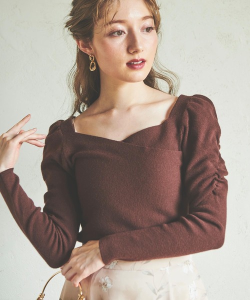 NOELA(ノエラ)の「カシュクールパワショルニット(ニット/セーター・レディース・ブラック/ベージュ/ブラウン/ボルドー・FREE)」の1枚目の写真