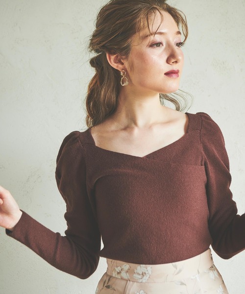 NOELA(ノエラ)の「カシュクールパワショルニット(ニット/セーター・レディース・ブラック/ベージュ/ブラウン/ボルドー・FREE)」の5枚目の写真