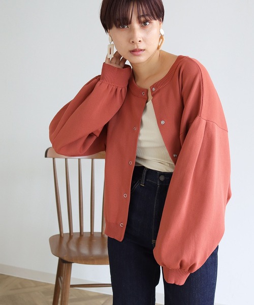 HER CLOSET(ハークローゼット)の「【shemoshelly】前後2WAYリングスナップニットショートカーディガン(カーディガン/ボレロ・レディース・チャコールグレー/ライトグレー/ライトブルー/ブラック/ダークブラウン/グリーン/グレイッシュベージュ/テラコッタ・M)」の11枚目の写真