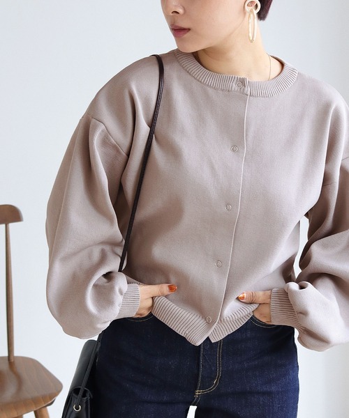 HER CLOSET(ハークローゼット)の「【shemoshelly】前後2WAYリングスナップニットショートカーディガン(カーディガン/ボレロ・レディース・チャコールグレー/ライトグレー/ライトブルー/ブラック/ダークブラウン/グリーン/グレイッシュベージュ/テラコッタ・M)」の19枚目の写真