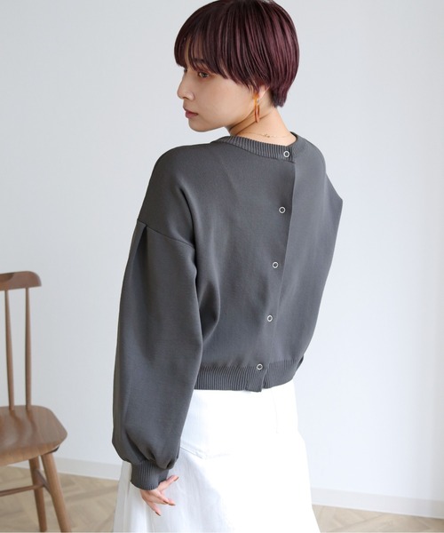 HER CLOSET(ハークローゼット)の「【shemoshelly】前後2WAYリングスナップニットショートカーディガン(カーディガン/ボレロ・レディース・チャコールグレー/ライトグレー/ライトブルー/ブラック/ダークブラウン/グリーン/グレイッシュベージュ/テラコッタ・M)」の9枚目の写真