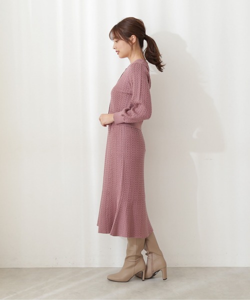 PROPORTION BODY DRESSING（プロポーションボディドレッシング）の「ケーブルカーデニットセット / 1211240014（ワンピース・レディース・パープル系その他/オフホワイト/ピンク・MEDIUM/SMALL）」の7枚目の写真