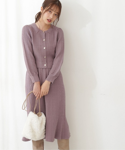 PROPORTION BODY DRESSING（プロポーションボディドレッシング）の「ケーブルカーデニットセット / 1211240014（ワンピース・レディース・パープル系その他/オフホワイト/ピンク・MEDIUM/SMALL）」の19枚目の写真