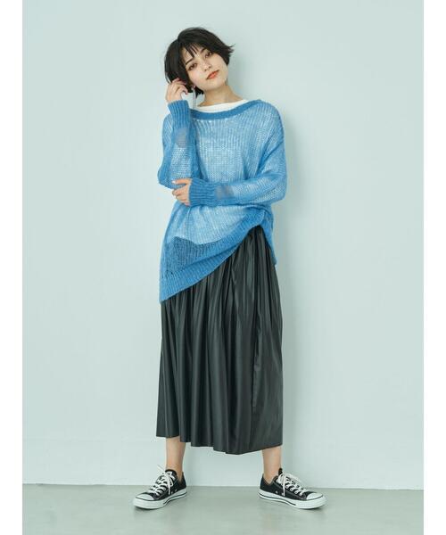 YECCA VECCA（イェッカヴェッカ）の「ファイクレザープリーツスカート＊（スカート・レディース・ベージュ/グリーン/ブラック・FREE）」の9枚目の写真