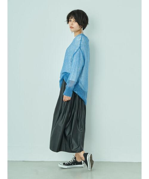 YECCA VECCA（イェッカヴェッカ）の「ファイクレザープリーツスカート＊（スカート・レディース・ベージュ/グリーン/ブラック・FREE）」の10枚目の写真