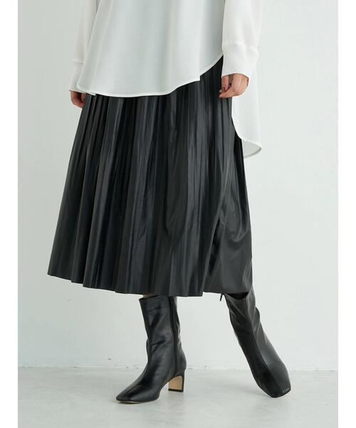 YECCA VECCA（イェッカヴェッカ）の「ファイクレザープリーツスカート＊（スカート・レディース・ベージュ/グリーン/ブラック・FREE）」の17枚目の写真