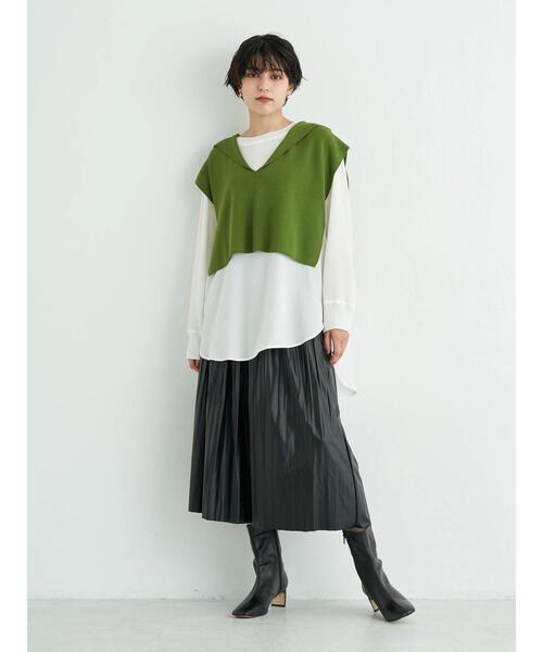 YECCA VECCA（イェッカヴェッカ）の「ファイクレザープリーツスカート＊（スカート・レディース・ベージュ/グリーン/ブラック・FREE）」の18枚目の写真