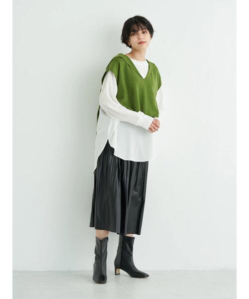 YECCA VECCA（イェッカヴェッカ）の「ファイクレザープリーツスカート＊（スカート・レディース・ベージュ/グリーン/ブラック・FREE）」の19枚目の写真