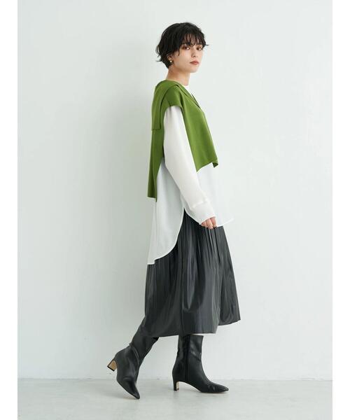 YECCA VECCA（イェッカヴェッカ）の「ファイクレザープリーツスカート＊（スカート・レディース・ベージュ/グリーン/ブラック・FREE）」の20枚目の写真