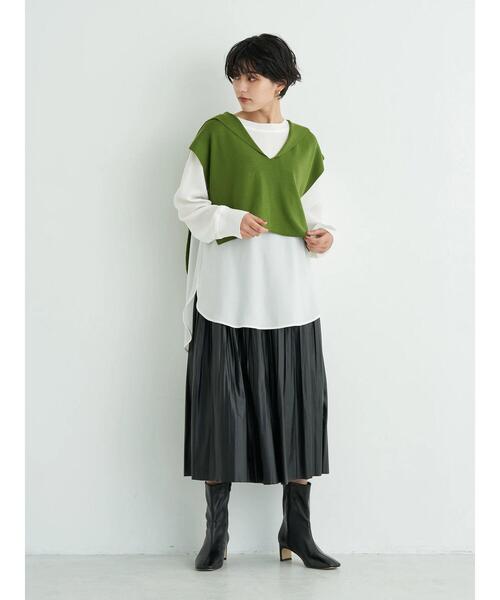 YECCA VECCA（イェッカヴェッカ）の「ファイクレザープリーツスカート＊（スカート・レディース・ベージュ/グリーン/ブラック・FREE）」の21枚目の写真