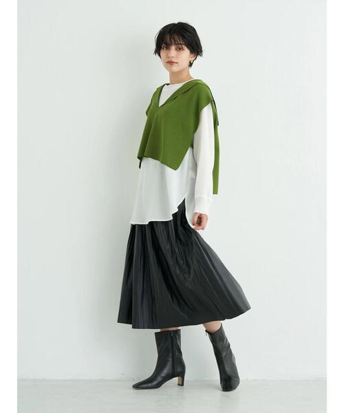 YECCA VECCA（イェッカヴェッカ）の「ファイクレザープリーツスカート＊（スカート・レディース・ベージュ/グリーン/ブラック・FREE）」の22枚目の写真