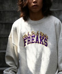 FREAK'S STORE | WEB限定 ビッグシルエット FSフレイムロゴ刺繍 クルーネックスウェット/カレッジロゴ(スウェット)