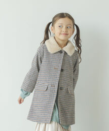 B:MING by BEAMS | B:MING by BEAMS / ファー付き チェック コート（90~150cm）(ステンカラーコート)