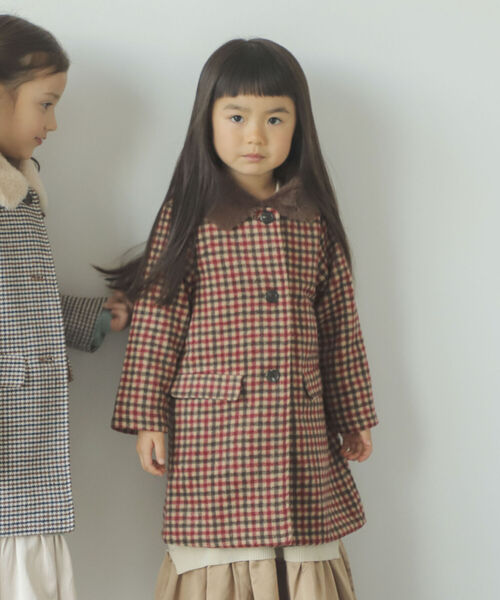 B:MING by BEAMS（ビーミングバイビームス）の「B:MING by BEAMS / ファー付き チェック コート（90~150cm）（ステンカラーコート・キッズ・ベージュ系その他/レッド系その他・90/100/110/120/130/140/150）」の5枚目の写真
