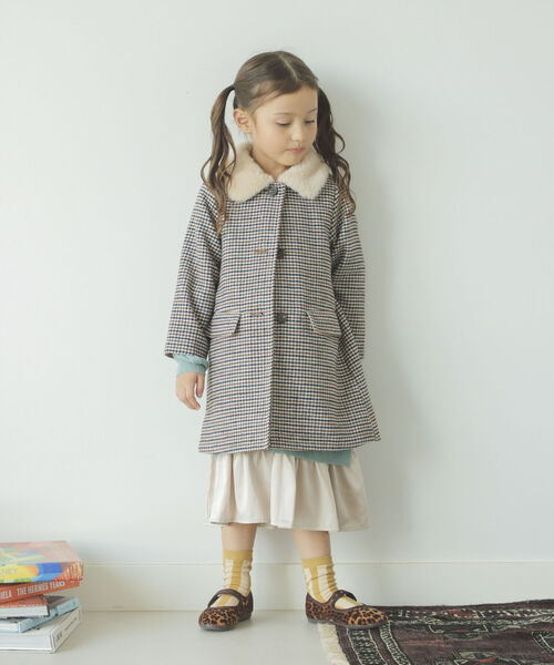 B:MING by BEAMS（ビーミングバイビームス）の「B:MING by BEAMS / ファー付き チェック コート（90~150cm）（ステンカラーコート・キッズ・ベージュ系その他/レッド系その他・90/100/110/120/130/140/150）」の12枚目の写真