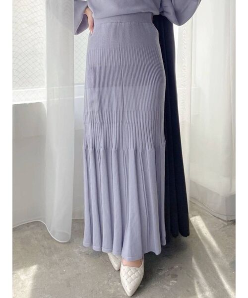 RESEXXY(リゼクシー)の「ニットフレアスカート【セットアップ着用可能】(スカート・レディース・ブラック/ブルー/モカ・FREE)」の1枚目の写真