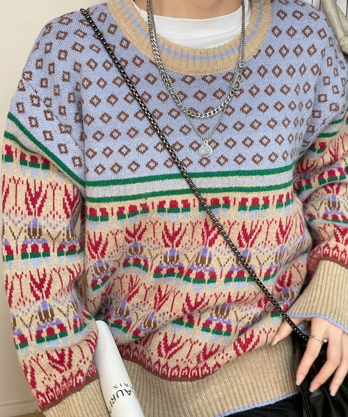 MAISON DE THERESE(メゾン ド テレーズ)の「長袖ジャカーセーター(ニット/セーター・レディース・ピンク/ブルー・MEDIUM)」の22枚目の写真