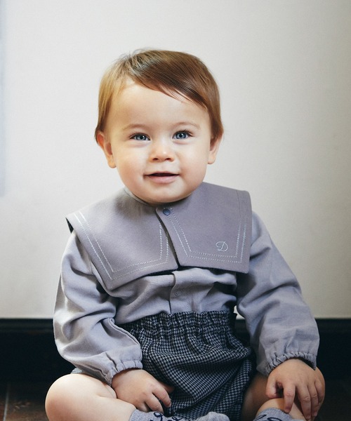 D.fesense（ディーフェセンス）の「【D.fesense/ディーフェセンス】セーラービブ＆ブルマセット（その他ベビーウェア・キッズ・チャコール/グレー・F）」の2枚目の写真