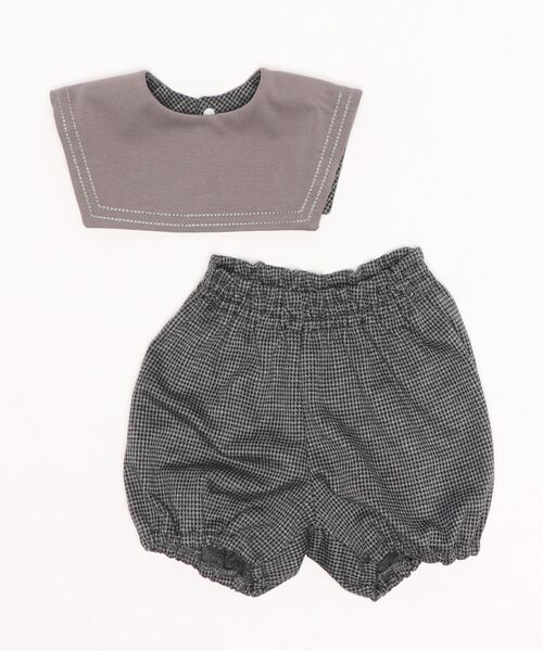 D.fesense（ディーフェセンス）の「【D.fesense/ディーフェセンス】セーラービブ＆ブルマセット（その他ベビーウェア・キッズ・チャコール/グレー・F）」の4枚目の写真