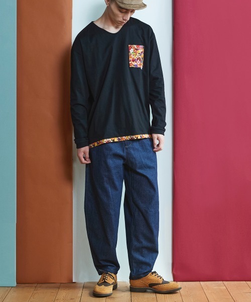 rehacer（レアセル）の「rehacer : Flower Linked Pocket L/S CS Made in Japan / フラワー リンク ポケット カットソー メイドインジャパン（Tシャツ/カットソー・メンズ・ホワイト/ブラック・SMALL/MEDIUM/LARGE/X-LARGE）」の9枚目の写真