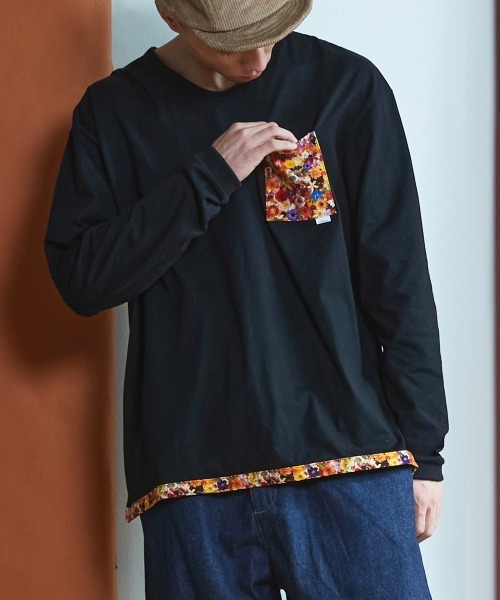 rehacer（レアセル）の「rehacer : Flower Linked Pocket L/S CS Made in Japan / フラワー リンク ポケット カットソー メイドインジャパン（Tシャツ/カットソー・メンズ・ホワイト/ブラック・SMALL/MEDIUM/LARGE/X-LARGE）」の5枚目の写真