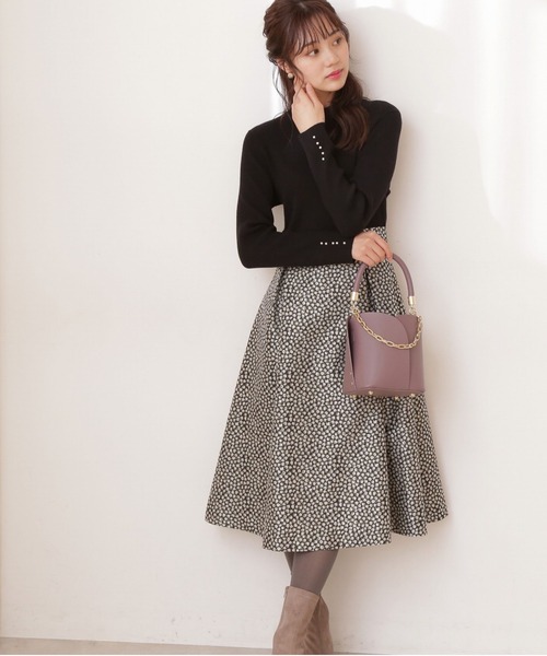 フラワージャガードタックsk リブニットドッキングワンピース ワンピース Proportion Body Dressing プロポーションボディドレッシング のファッション Dressing プロポーションボディドレッシング のワンピース フラワージャガードタックsk