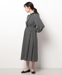 ☆ レトロ感漂う。ダイヤ柄バンドカラーワンピース