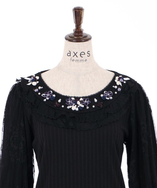 axes femme（アクシーズファム）の「ローズガーデン袖レースＰＯ（Tシャツ/カットソー・レディース・ブラック/ピンク/キナリ・MEDIUM）」の22枚目の写真