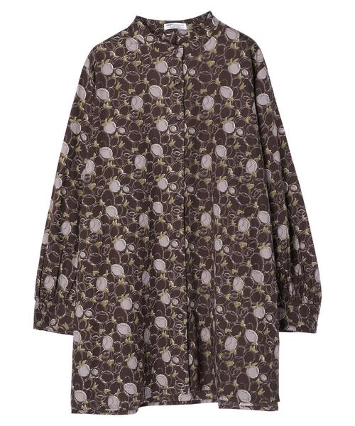 CRAFT STANDARD BOUTIQUE（クラフトスタンダードブティック）の「袖ギャザーバンドカラーシャツチュニック　＊（シャツ/ブラウス・レディース・ネイビー/ブラウン・FREE）」の14枚目の写真