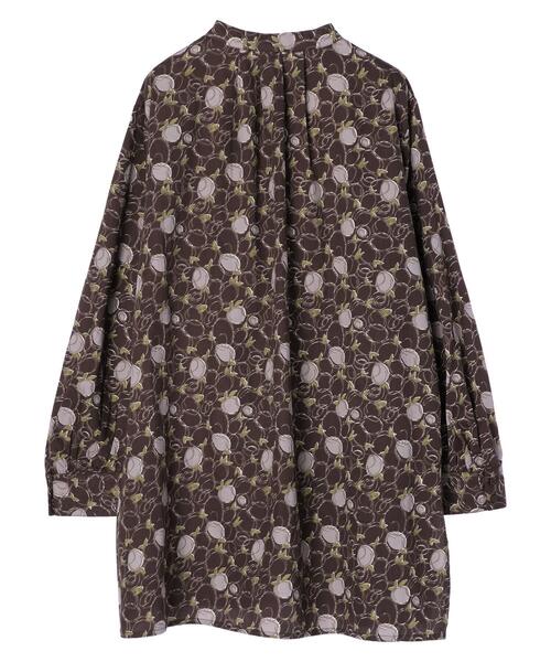 CRAFT STANDARD BOUTIQUE（クラフトスタンダードブティック）の「袖ギャザーバンドカラーシャツチュニック　＊（シャツ/ブラウス・レディース・ネイビー/ブラウン・FREE）」の15枚目の写真