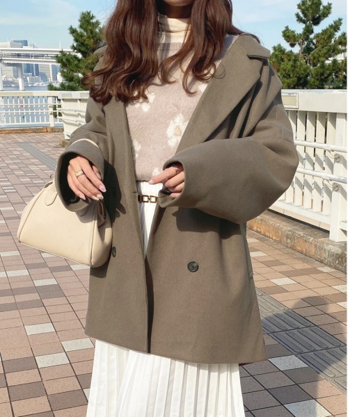 apres jour（アプレジュール）の「ゆるジャケットアウター【ZOZOTOWN限定アイテム】（チェスターコート・レディース・ピンクベージュ/モカ/ブラック/ダークブラウン・X-LARGE/フリー）」の10枚目の写真