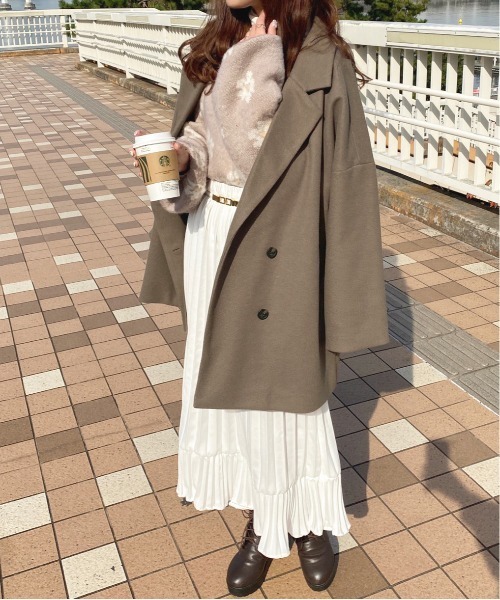 apres jour（アプレジュール）の「ゆるジャケットアウター【ZOZOTOWN限定アイテム】（チェスターコート・レディース・ピンクベージュ/モカ/ブラック/ダークブラウン・X-LARGE/フリー）」の7枚目の写真