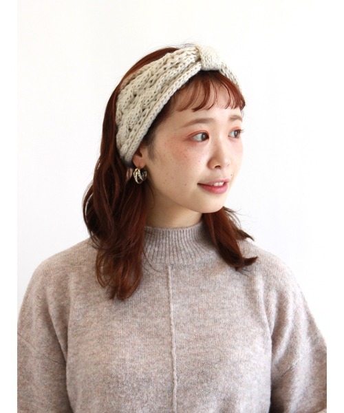 ehka sopo（エヘカソポ）の「ニットヘアターバン（その他ヘアアクセサリー・レディース・オフホワイト/ブラック/モカ・ﾌﾘ-）」の2枚目の写真