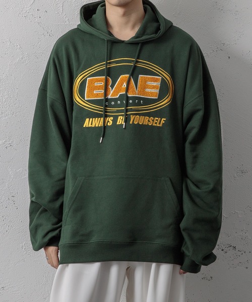 Adoon plain(アドーンプレーン)の「【Adoon plain】サガラ刺繍ロゴパーカー(パーカー・メンズ・チャコールグレー/グリーン/マスタード・MEDIUM/LARGE)」の1枚目の写真