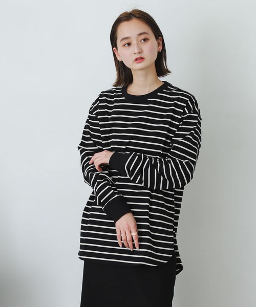 SENSE OF PLACE by URBAN RESEARCH(センスオブプレイスバイアーバンリサーチ)の「オーガニックコットンボーダーチュニック(Tシャツ/カットソー・レディース・ブルー系その他/イエロー系その他/ホワイト系その他/ブラック系その他・ONE)」の3枚目の写真
