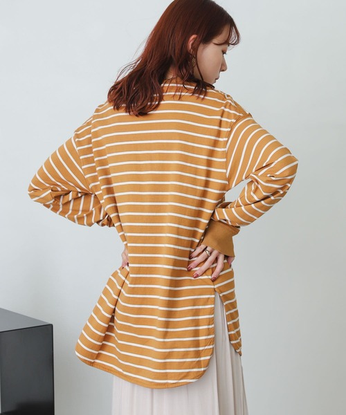 SENSE OF PLACE by URBAN RESEARCH(センスオブプレイスバイアーバンリサーチ)の「オーガニックコットンボーダーチュニック(Tシャツ/カットソー・レディース・ブルー系その他/イエロー系その他/ホワイト系その他/ブラック系その他・ONE)」の6枚目の写真