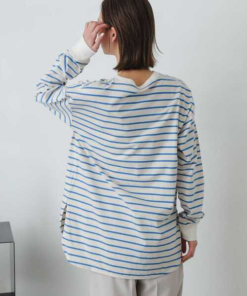 SENSE OF PLACE by URBAN RESEARCH(センスオブプレイスバイアーバンリサーチ)の「オーガニックコットンボーダーチュニック(Tシャツ/カットソー・レディース・ブルー系その他/イエロー系その他/ホワイト系その他/ブラック系その他・ONE)」の10枚目の写真