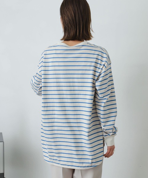 SENSE OF PLACE by URBAN RESEARCH(センスオブプレイスバイアーバンリサーチ)の「オーガニックコットンボーダーチュニック(Tシャツ/カットソー・レディース・ブルー系その他/イエロー系その他/ホワイト系その他/ブラック系その他・ONE)」の11枚目の写真