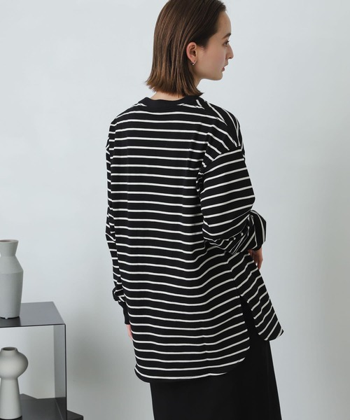 SENSE OF PLACE by URBAN RESEARCH(センスオブプレイスバイアーバンリサーチ)の「オーガニックコットンボーダーチュニック(Tシャツ/カットソー・レディース・ブルー系その他/イエロー系その他/ホワイト系その他/ブラック系その他・ONE)」の16枚目の写真
