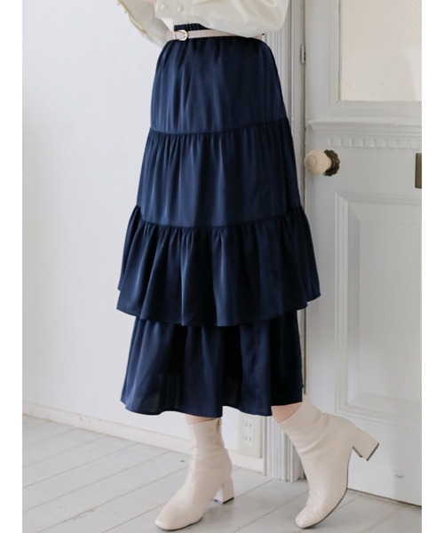 Areeam（アリーム）の「フリルティアードスカート（スカート・レディース・ネイビー/ライトベージュ・FREE）」の18枚目の写真