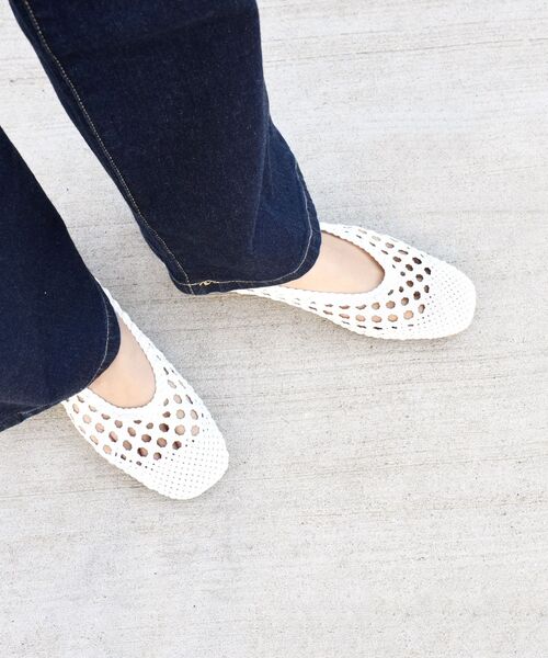 フラットシューズ Martina Off White Woven メッシュフラットシューズ（フラットシューズ）｜FRAY I.D