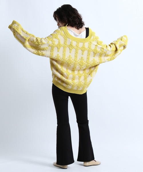 eL（エル）の「【eL】7G Flower Jacquard Cardigan/264738（カーディガン/ボレロ・レディース・ブラック系その他/ブルー系その他/イエロー系その他・FREE）」の9枚目の写真