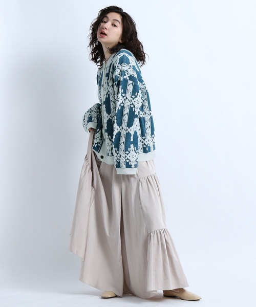 コータ　ページ eL（エル）の「【eL】7G Flower Jacquard Cardigan/264738