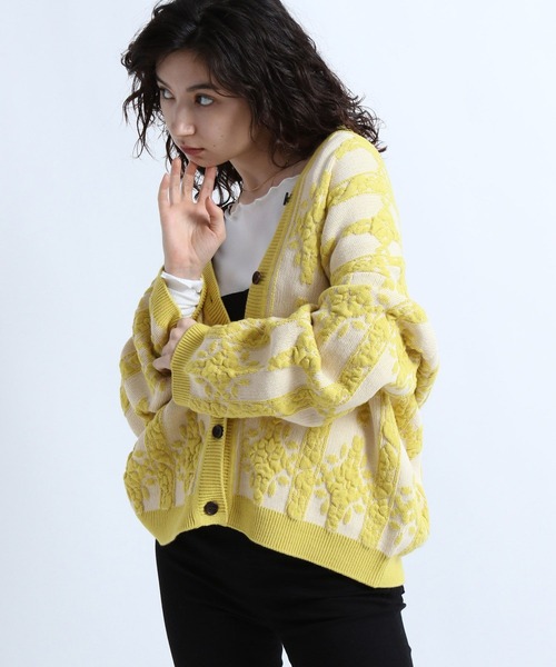 eL（エル）の「【eL】7G Flower Jacquard Cardigan/264738（カーディガン/ボレロ・レディース・ブラック系その他/ブルー系その他/イエロー系その他・FREE）」の20枚目の写真